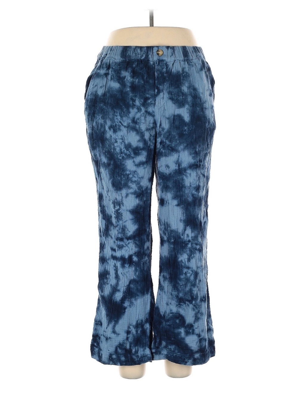 Wonderly Blue Tie-Dye Button-Up Top